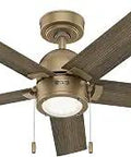 44 Inch Indoor Ceiling Fan With LED Light In Luxe Gold Dope Airflow 5 Blades Standard Mount For Bedroom Living Room Or Kitchen Energy Efficient LED No Remote Included