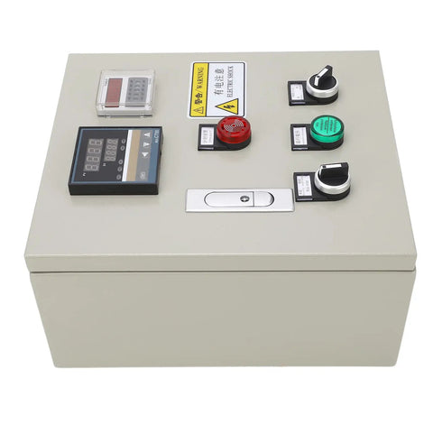 PID Temperature Controller For Heavy Duty Industrial 3 Phase 15KW 380V Digital Display Box With Integrated Components For Oven Curing Machine Temperature Regulation And Precision Thermostat Control, grey metal panel