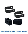 Stealth Mounting Bracket Kit With Slider Bracket And 1.5 Inch Round Tube Clamp For Stealth Bar Install Vibration Resistant Marine Audio Mounting Hardware shown in black steel.