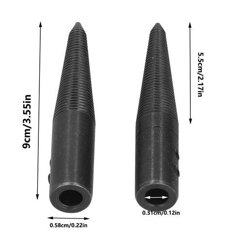 Top Notch Tapered Spindle Adapter Kit Holds Six Pieces For Bench Grinder And Buffer Polish Wheels Featuring Dual Thread Directions Plus Two Quick Grip Wrenches, two tapered steel adapters, 9cm and 5.5cm lengths.