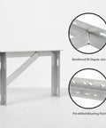 Heavy Duty Iron Angle Bracket 90 Degree L Shaped Support For Garage Shelves And Workbenches, Silver Finish, close-up view