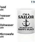 Morning Brew Ready My Boat Is Coffee Mug 11oz White Ceramic For Boaters Sailors And Lake Lovers Funny Gift, sailor text design.