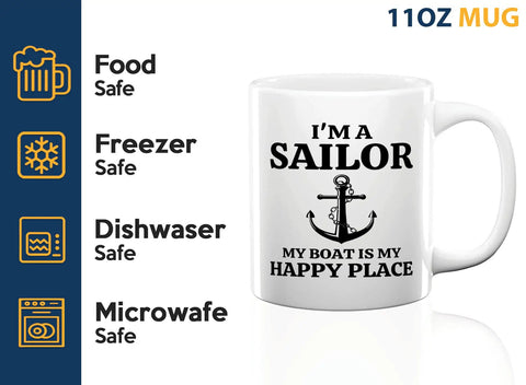 Morning Brew Ready My Boat Is Coffee Mug 11oz White Ceramic For Boaters Sailors And Lake Lovers Funny Gift, sailor text design.
