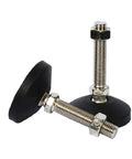 Rock Solid Nylon Universal Adjustment Feet M8 To M20 Sizes Adjustable Leveling Glides with rubber base and stainless steel screw.