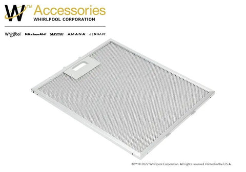 Genuine OEM Grease Filter for Range Hood Vent, Replaces 8190858, silver mesh filter with handle, 12 x 10.5 inches