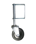 8735 Hard Rubber Spring Gate Caster With Universal Mount 5 Inch Wheel Automatic Height Adjustment For Uneven Ground 220 Lb Load