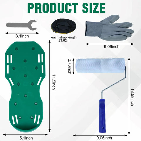 9 Inch Spiked Screed Roller For Epoxy Flooring And Self Leveling Concrete Projects With 13 mm Spike Height Kit components
