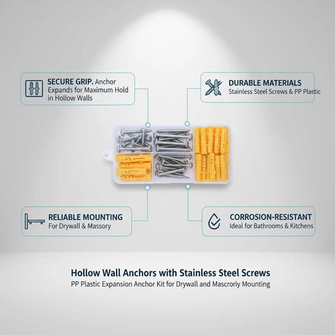Hollow Wall Anchors With Stainless Steel Screws For Drywall And Masonry Heavy Duty Expansion Anchor Kit Built To Last