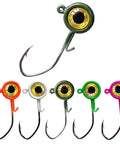 Crappie Jigs Set Of Twenty Jig Heads For Freshwater Fishing One Eighth Ounce Size With Sharp Carbon Steel Hooks And Bright Color Finishes