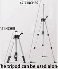 Pro Grade Adjustable Telescopic Laser Level Mounting Pole With Tripod Extends To 13.78 Ft 4.2 m 5/8-11 Rotating Nut Fast Setup Horizontal Leveling Adapter For Builders Contractors And DIY Pros, tripod alone