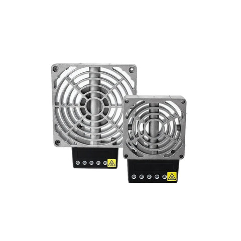 Heavy Duty Rock Solid Industrial Cast Aluminum Electric Air Heater Compact Distribution Box Shop Floor Kick Some Heat 200 Watt angled view.