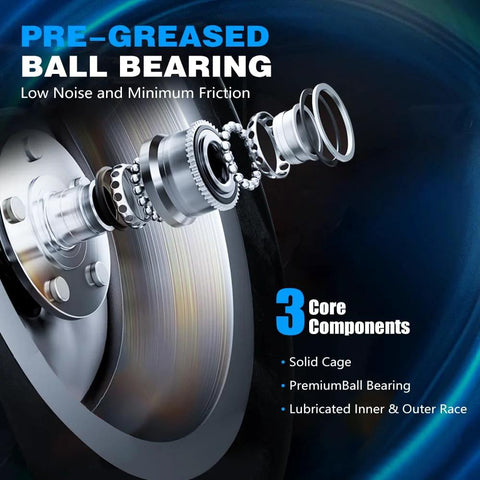 Pre-greased ball bearing components of the Front Or Rear Wheel Hub Bearing Assembly With ABS Go-To OEM-Grade Replacement Direct-Fit