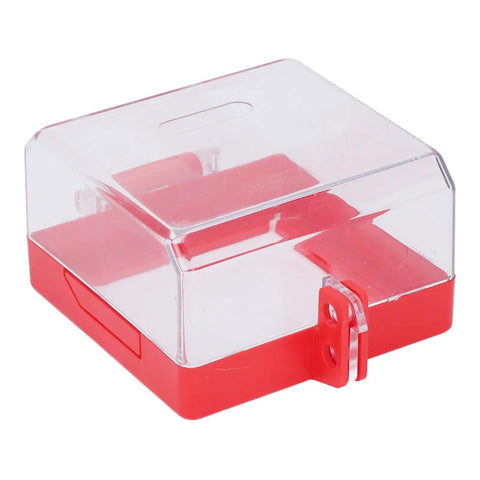 Emergency Stop Button Cover And Switch Protector Transparent Case With Mounting Parts For Industrial Equipment Keeps Unauthorized Use In Check During Maintenance Red ABS Base And Clear PC Body, 105x105x63 mm