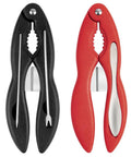 Two-Pack Crab Crackers And Tools Set With Built-In Cutter in black and red, durable seafood crackers with picks for shell work.
