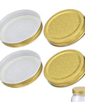 Four Beekeeping Water Dispenser Lids For Mason Jars, metal entrance feeders, essential beekeeping equipment, yellow color, close-up view