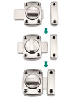 Kick Your Security Up A Notch With This Heavy Duty Rotate Bolt Latch Silver Brushed Hardware For Doors Cabinets Windows Solid Grip Easy Install No Hassle Perfect For Homes Trailers Or Sheds view showing the components of the latch kit in silver.