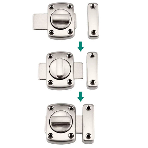 Kick Your Security Up A Notch With This Heavy Duty Rotate Bolt Latch Silver Brushed Hardware For Doors Cabinets Windows Solid Grip Easy Install No Hassle Perfect For Homes Trailers Or Sheds view showing the components of the latch kit in silver.