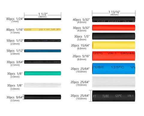 580 Pcs Heat Shrink Tubing Kit With 2 To 1 Shrink Ratio, 11 Sizes, And 6 Colors Assorted Sleeving Tube Wrap For DIY Electronics