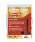 Beefy Heavy Duty Drywall Screws 7 x 1 Inch Coarse Thread Phillips Bugle Head Self Tapping Screws Black Phosphate Coated 120 pcs