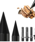 Straight Up Heavy Duty Wood Splitter Drill Bits Set with two black spiral bits and four adapters for firewood chopping