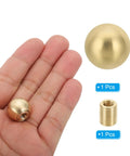 Brass Ball Lamp Finials Kit 17.5mm Solid Brass Shade Top Knob With Dual Thread 1 4 27 To M10 Adapter shown on hand