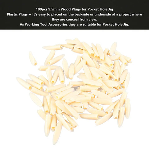 Pocket Hole Plugs 9.5mm Set 100 Piece Plastic Slant Cap Dowel For Woodworking Durable Hide Holes With Easy Install