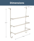 Over The Door Towel Rack With 3 Tier Hooks In Nickel Finish, Space Saving Bathroom Organizer dimensions 18.59 x 8.25 x 24.57 in