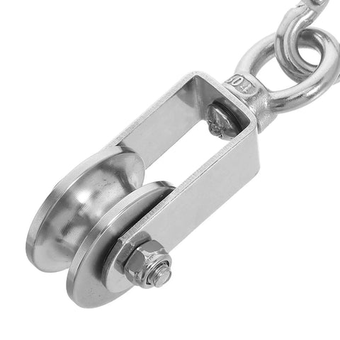 Heavy Duty Stainless Steel Cable Pulley System With Dual Bearings For Wire Rope, Smooth Operation, Hanging Track Roller For Industrial And Home Use, Built Tough, Low Friction Performance, Easy Install And Durable Construction, stainless steel pulley