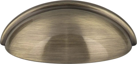 Sleek Small Cup Cabinet Pull With Mounting Screws In Brushed Oil Rubbed Bronze Finish For Kitchen Drawers And Bathroom Vanities close-up view.