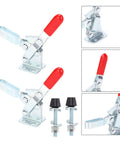 Two Pack Welding Toggle Clamp Horizontal Quick Release Hand Tool for fixture welding with red handle and bolts