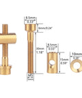 Hella Durable Grade Five Titanium M5x30mm Bolts With Smooth Flat Washers And Secure Hex Nuts Offering Badass Strength And Lightweight Performance For Cycling Seatposts In Shiny Gold with size and dimensions shown.