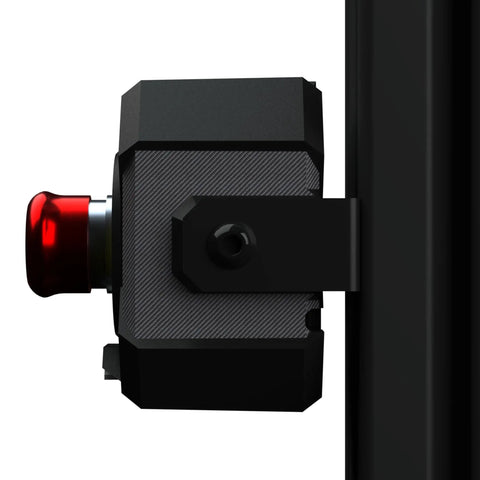 Emergency Stop Mount For Podium Kill Switch, USA Made Sim Racing Rig Bracket, Side View on 4040 Aluminum Profile