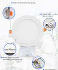 Six Inch Canless Recessed LED Light With Junction Box Slim Low Profile 4000K Cool White 12W Equals 110W Dimmable installation details