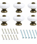 Six Pack Ceramic Cabinet Knob Set 1 Inch Round Drawer Pulls in Antique Bronze Finish with screws