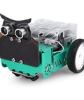 Owl Smart Robot Car Kit For Kids With Nano V4 Controller Arduino Compatible Kid Friendly Hands On Build Code And Bring It To Life With Block Coding Motors Sensors Lights And Sound Ideal For Homeschooling Coding Clubs And Weekend Projects owl robot car with transparent top, ultrasonic eyes, green chassis