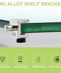 Rock Solid Wall Mounted Glass Shelf Brackets 20 Piece Zinc Alloy Pin Clamps close-up on adjustable clamp securing 4 to 8mm glass.