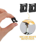 Hand holding 30-Piece Gas Lift Retaining Clips For Chair Cylinders M8 External Snap Ring, showing use in chair stability.