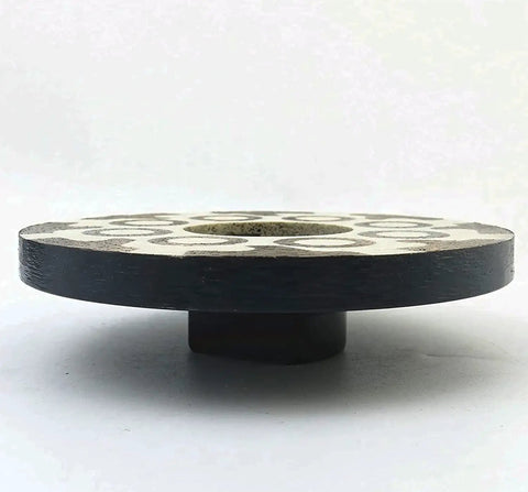 Side view of a 4 Inch Diamond Resin Filled Cup Wheel with 5/8-11 Thread for Grinding Granite Stone and Tiles, Wet or Dry Use, Fine Grit.