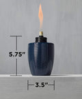 Glass Table Torch Set For Outdoor Patio Vibe, Herringbone Blue 3-Pack, 5.75 Inch Decorative Torch with flame