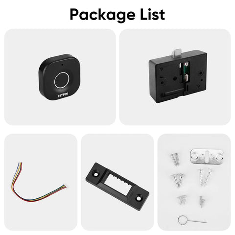 Smart Cabinet Lock With Fingerprint, Bluetooth App And Apple Watch Unlock components package list