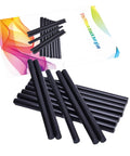 Black Hot Glue Sticks 12 Pack For Hot Glue Gun, 8 Inch Long 0.43 Inch Diameter, displayed with colorful box