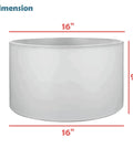 Drum Collapsible Lamp Shade In Oatmeal Linen, 16 Inch Top, 16 Inch Bottom, 9 Inch Height, UNO Fitter, Nickel Finish, Dimensions