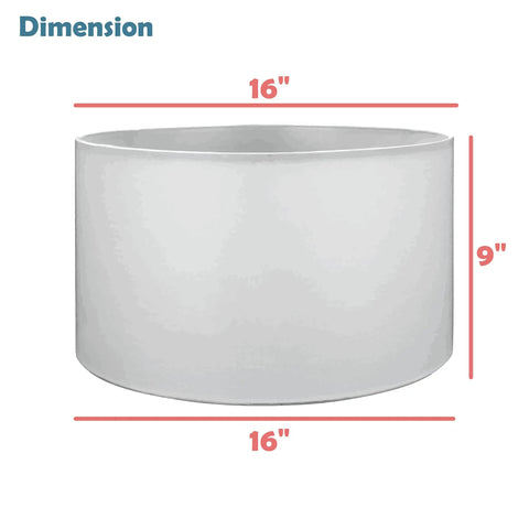 Drum Collapsible Lamp Shade In Oatmeal Linen, 16 Inch Top, 16 Inch Bottom, 9 Inch Height, UNO Fitter, Nickel Finish, Dimensions