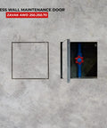 Tough As Nails 9 8 Inch Square Access Panel With Tile Ready Cover And Snug Magnetic Latch, open view showing plumbing valve.