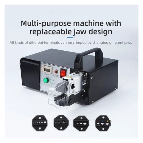 Built Tough Electric Terminal Crimping Machine Cold Crimp Pliers with replaceable jaws for versatile automotive wiring.