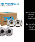 Four Wheel Bearing And Hub Assemblies Set For 2014 To 2019 Mazda 6 And 2013 To 2021 CX 5 Front And Rear Replacement Kit box view