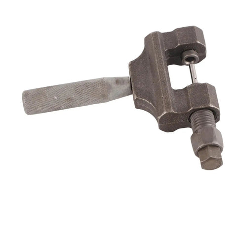 Universal Chain Breaker Tool for 420 to 530 Roller Chains, close-up of steel construction with textured handle.