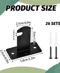 26 Piece Gridwall Mount Brackets Black With Screws And Wall Anchors, product size details with bracket dimensions and screws shown