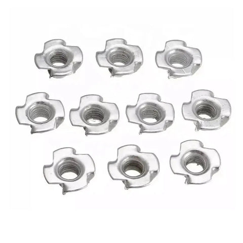 Thickened Steel Four Claw T Nut Inserts For Wood With Blind Prong M6x20 Beefy Duty Speaker Nut Fastener layout of metal inserts