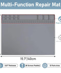 Magnetic Silicone Soldering Mat For Electronics Repair, Heat Resistant Work Pad With Magnetic Tray shown with dimensions.